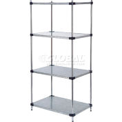 Nexel® 4 Tier Shelving Starter Unit, Solid Galvanized Steel, 48"Wx24"Dx74"H
