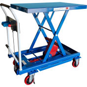 Global Industrial Mobile Scissor Lift Table with Hook-on Bin - 1100 Lb. Cap. 36 x 24 Platform