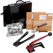 Pac Strapping Steel Kit w/ Tensioner/Sealer/Cutter/Case & Two 1/2" Strap Width x 200'L Coils, Black