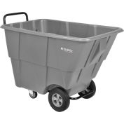 Global Industrial Standard Duty Plastic Tilt Truck, 1/2 Cu. Yd. Cap, 850 Lb Cap, Gray