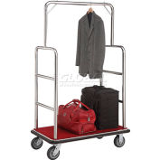 Global Industrial™ Silver Stainless Steel Bellman Cart Straight Uprights 6" Rubber Casters
