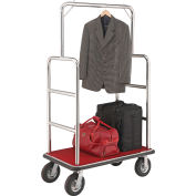Global Industrial™ Silver Stainless Steel Bellman Cart Straight Uprights 8" Pneumatic Casters