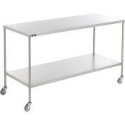 Table à instruments en acier inoxydable AERO avec étagère inférieure, 36" L x 20" W x 34 "H