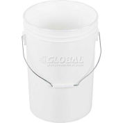 6 Gallon Open Head Plastic Pail PAIL-6-PWS avec poignée en acier - Blanc