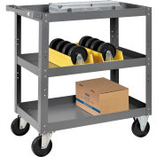 Chariot de stock industriel™ mondial en acier avec 3 étagères, 800 lb. Capacité, 30"L x 18"L x 36"H