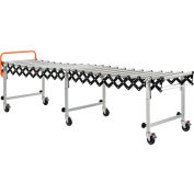 Global Industrial™ Portable Flexible - Expandable 2'8" to 8'6" Conveyor - Steel Rollers - 24"W
