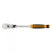 Gearwrench® 90 Tooth Dual Material Locking Flex Head Teardrop Ratchet with 1/4" Drive Tang, 8"L