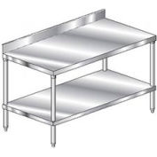 Aero Manufacturing 304 Table en acier inoxydable, 48 x 24 », sous étagère, dosseret 10 », calibre 14