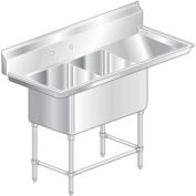 Aero Manufacturing Company® 2F2-2418-24R Two Bowl Aerospec SS NSF Sink w/ 24W Right Drainboard