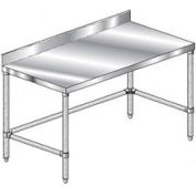 Aero Manufacturing 304 Table en acier inoxydable, 96 x 30 », sous étagère, dosseret 4 », calibre 14