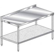 Aero Manufacturing 2TGS-24144 14 Ga Workbench 304 Stainless 2-3/4" Backsplash & Galv Shelf 144 x 24