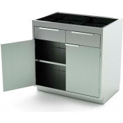 AERO Stainless Steel Base Cabinet BC-1703, 2 Hinged Doors, 1 Shelf, 2 Drawers, 48"W x 21"D x 36"H