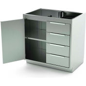AERO Stainless Steel Base Cabinet BC-1901, 1 Hinged Door, 1 Shelf, 4 Drawers, 36"W x 21"D x 36"H