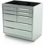 AERO Stainless Steel Base Cabinet BC-3703, 8 Drawers, 48"W x 21"D x 36"H
