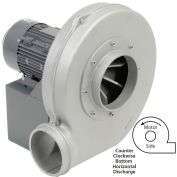 Global Industrial Aluminum TEFC Blower, 5 HP, 3 Phase, CCW, Bottom Horiz., 1875 CFM