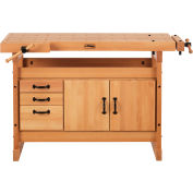 Sjobergs Nordic Pro 1400 Workbench w/ Cabinet, 56-1/16"W x 24-3/4"D, Brown