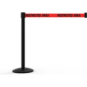 Banner Stakes QLine barrière de ceinture rétractable, poteau noir, rouge « zone restreinte »