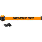 Bannière Piquets Barrière de montage mural magnétique, 15' Orange « Danger-Forklift Traffic » Bannière