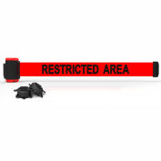 Banner Stakes Magnetic Wall Mount Barrier, 7' Red "Restricted Area" Belt