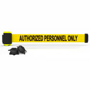 Banner Stakes Magnetic Wall Mount Barrier, 7' Yellow "Authorized Personnel Only" Belt