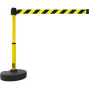 Banner Stakes PLUS Barrier Set, 22 »-42 » Red Post, 15' Black/Yellow Diagonal Stripe Belt