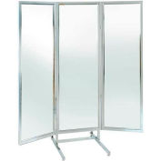 3-Way Mirror, 67-1/4" H, Center 20" x 60", Side 18" x 60", Metal, Chrome