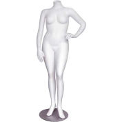 Mannequin femme - Pleine Figure, bras sans tête, à gauche sur la hanche, jambe gauche Bent - Blanc