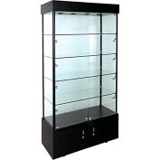 Tour de verre éclairée Showcase - entièrement assemblé - 40 "W x 18 « D x 73 » H - noir