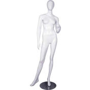 Mannequin femme - main gauche sur la hanche, jambe droite sur le côté - finition blanc brillant