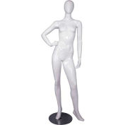 Mannequin femme - Main droite sur la hanche, jambe gauche sur le côté - Finition brillant, blanc