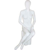 Mannequin femme - assis, jambes à côté - finition brillant, blanc