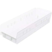 Akro-Mils Plastic Nesting Storage Shelf Bin 30138 - 6-5/8"W x 17-7/8"D x 4"H, Clear - Pkg Qty 12