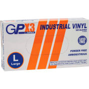 Ammex® gants en vinyle de qualité industrielle GPX3, 3 Mil, sans poudre, grand, clair, 100/box, qté par paquet : 10
