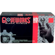 Ammex® GWBN Gloveworks Industrial Grade Texturé Nitrile Gloves, Powder-Free, M, Blk, 100/Box,