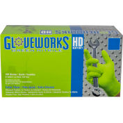 Ammex® GWGN Gloveworks Industrial Grade Textured Nitrile Gloves, Powder-Freely, Green, 100/Box
