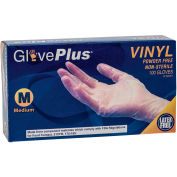 Ammex® Gants en vinyle de qualité industrielle GlovePlus, 4 Mil, Sans poudre, M, Clair, 100/Box