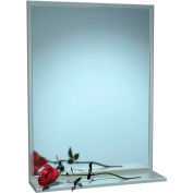 Miroir à cadre à canaux en acier inoxydable ASI® avec tablette - 18 po l x 24 po H - 0625-1824
