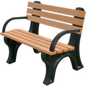 Polly Products Econo Mizer 4' Backed Bench w/ Arms, Cedar Bench/Brown Frame