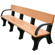 Polly Products Landmark 8' Backed Bench w/ Arms, Brown Bench/Brown Frame