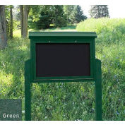Polly Products Medium Message Center - 1 Sided/2 Posts, Green, 40"W x 30"H