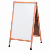Aarco solide châssis bois chêne trottoir White Board Marker - W 24" x 42" H