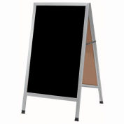 Aarco Conseil en aluminium a-frame trottoir marqueur noir - W 24" x 42" H