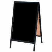 Aarco Aluminum Black Powder Coated A-Frame Sidewalk Black Marker Board - 24"W x 42"H