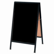 Aarco Aluminum Black Powder Coated A-Frame Sidewalk Black Acrylic Board - 24"W x 42"H