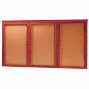 Aarco 3 porte rouge cerise babillard w / moulure - W 72" x 36" H