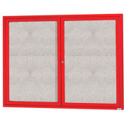 Aarco 2 Door Aluminum Framed Enclosed Bulletin Board Red Powder Coat - 60"W x 48"H