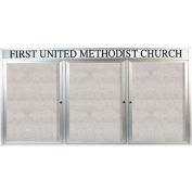 Aarco 3 porte joint aluminium encadrée Bulletin Board w / en-tête - 96" W x 48" H