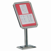 Aarco seul piédestal signe ornementales et affiche Stand Chrome - 23" W x 49" H