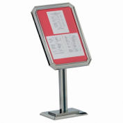 Aarco Single Pedestal Ornamental Sign And Poster Stand Chrome - 23"W x 49"H