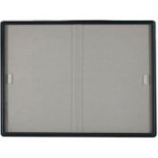 Aarco 2 porte Radius Design babillard w / verre trempé gris moyen - W 72" x 36" H